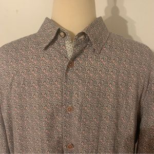 Ted Baker Lorritt Geo Men’s Pink Paisley Button Down Shirt Size 5